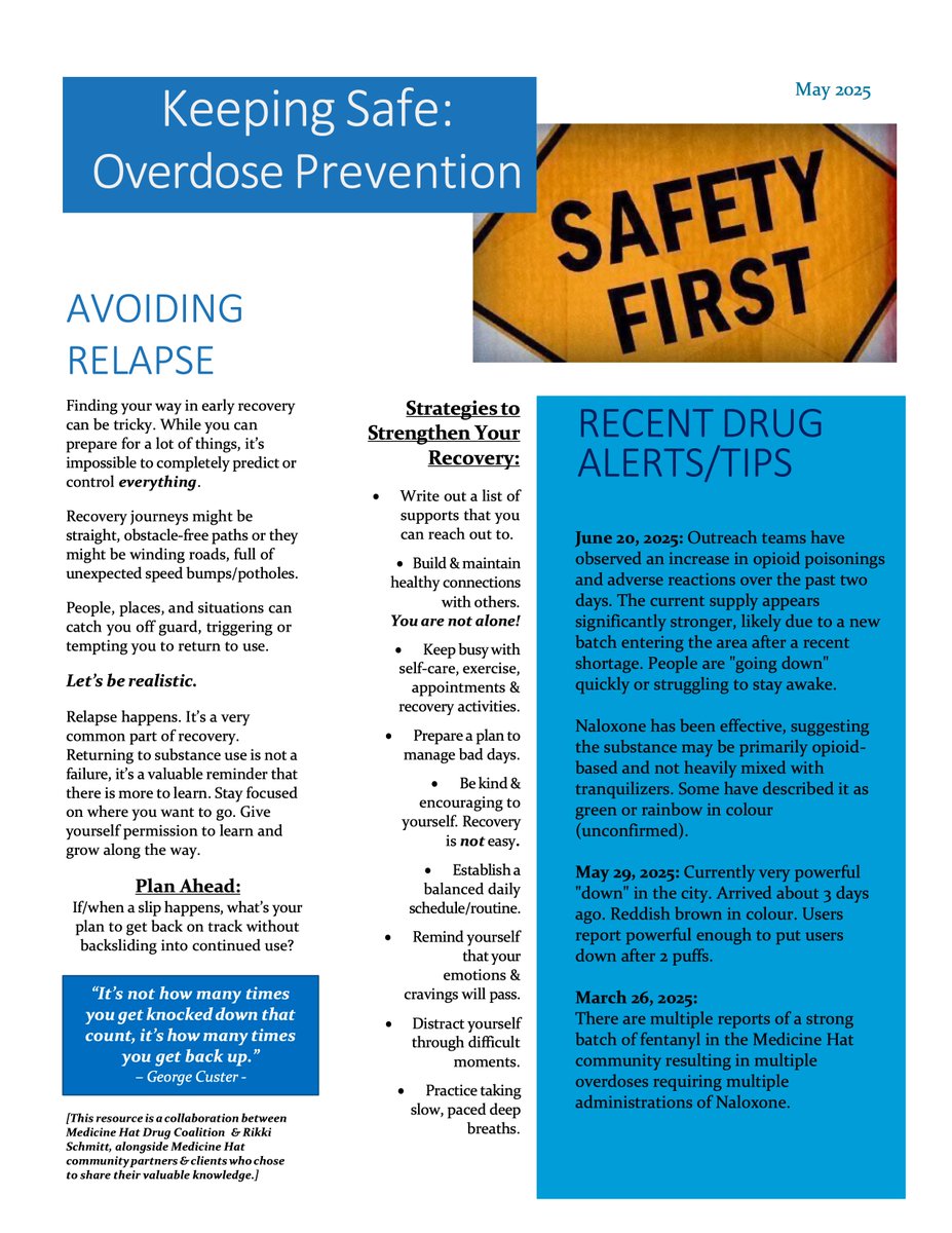 palliser_FOM's tweet photo. RECENT DRUG ALERTS/TIPS Update for Medicine Hat and southern Alberta (March to June, 2025)
Please review and distribute this information appropriately.
More information at: https://t.co/Byne9YsdQv
#MedHat #KeepingSafe #OverDosePreventionPlease #MHDrugCoalition https://t.co/ZmYeQJCt28