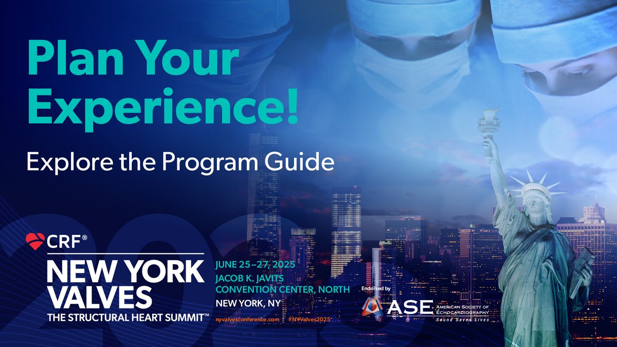 crfheart's tweet image. #NYValves2025 kicks off tomorrow! Don’t miss a moment! Explore the program guide and map out your must-attend sessions. Let’s advance structural heart care, together. 🫀✨

📅 Plan your time now! ow.ly/H1Yj50WfAhl 

#CardioEd #CardioResearch #CardioX #CardioTwitter…