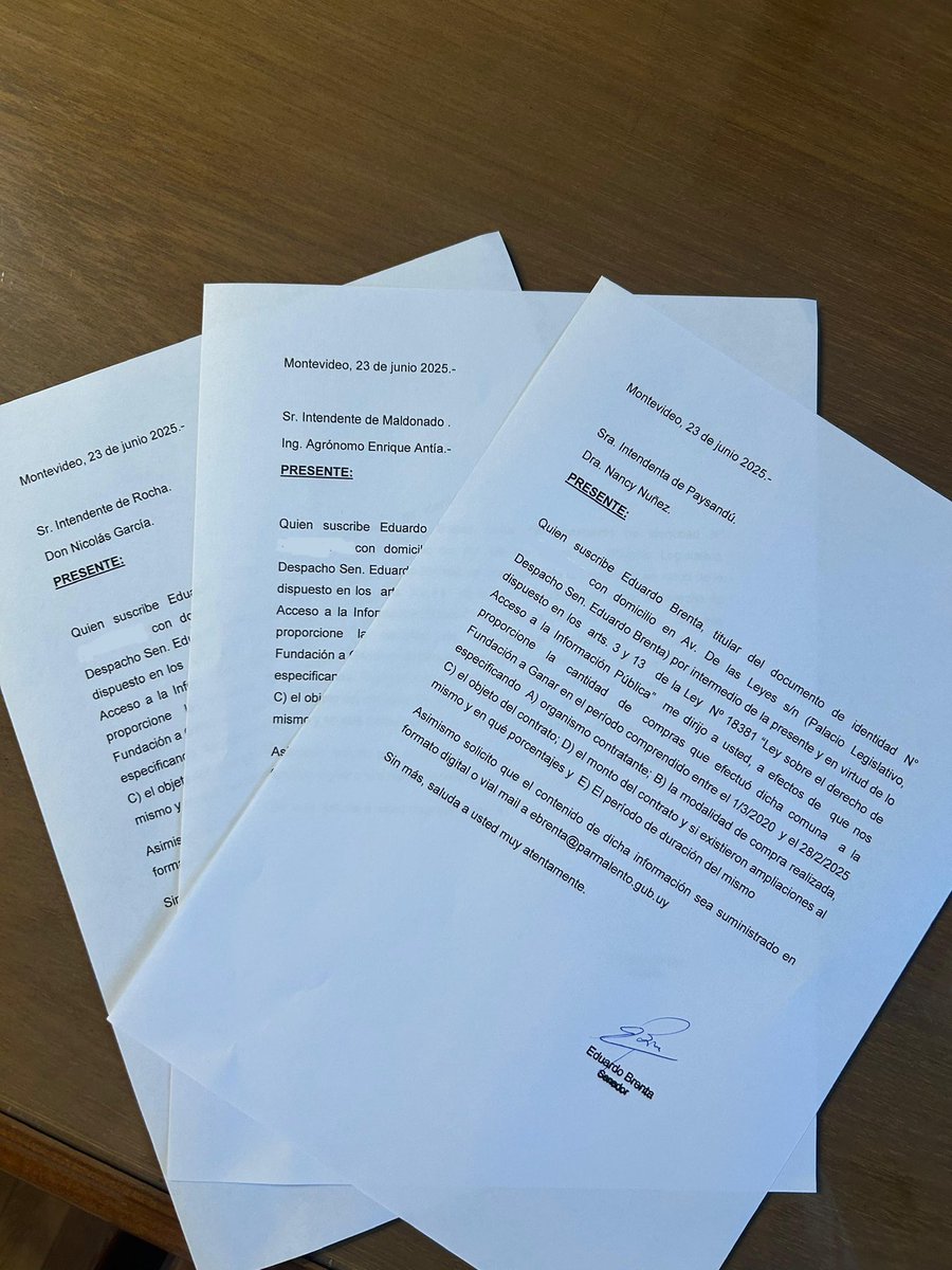 Hicimos un pedido de informes a las intendencias de Paysandú, Rocha y Maldonado por convenios con la Fundación A Ganar.

Es fundamental que la ciudadanía sepa cómo se usaron los recursos públicos donde el gobierno anterior gastó 29 millones de dólares en estas contrataciones.