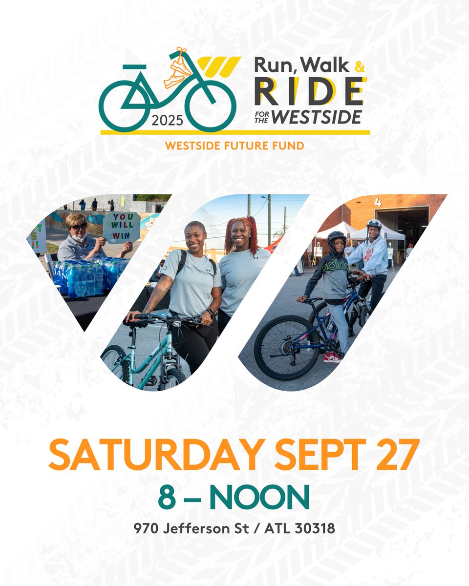 WFFAtlanta's tweet image. ICYMI: Ride for the Westside is BACK on September 27, 2025!
Join a community in motion to benefit the revitalization of the historic Westside neighborhoods with @WFFAtlanta at the fourth annual Ride for the Westside.
Register today at westsidefuturefund.org/ride4westside/