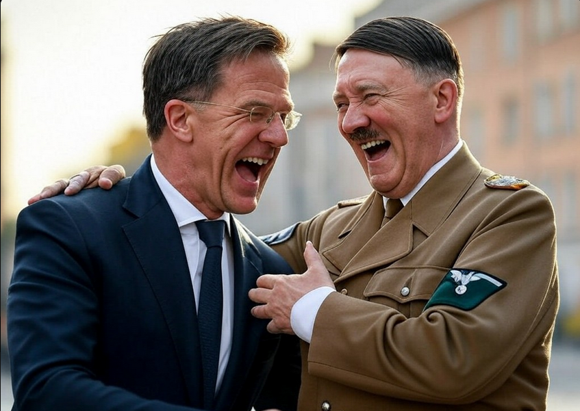 iaiestaran's tweet photo. Mark Rutte, secretario general de la OTAN, se ríe de toda la ciudadanía europea y le dice a Donald Trump con satisfacción que "Europa pagará a lo grande", hasta subir el gasto militar al 5%. Nos gobiernan psicópatas muy peligrosos, a quienes nadie ha votado. https://t.co/MX1ELpRdhK