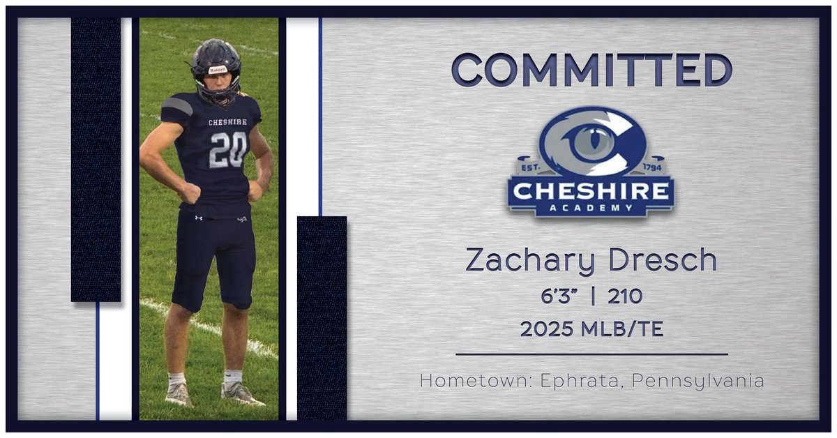 I’ve decided to continue my academic and football career at Cheshire Academy.  Thanks for having me!