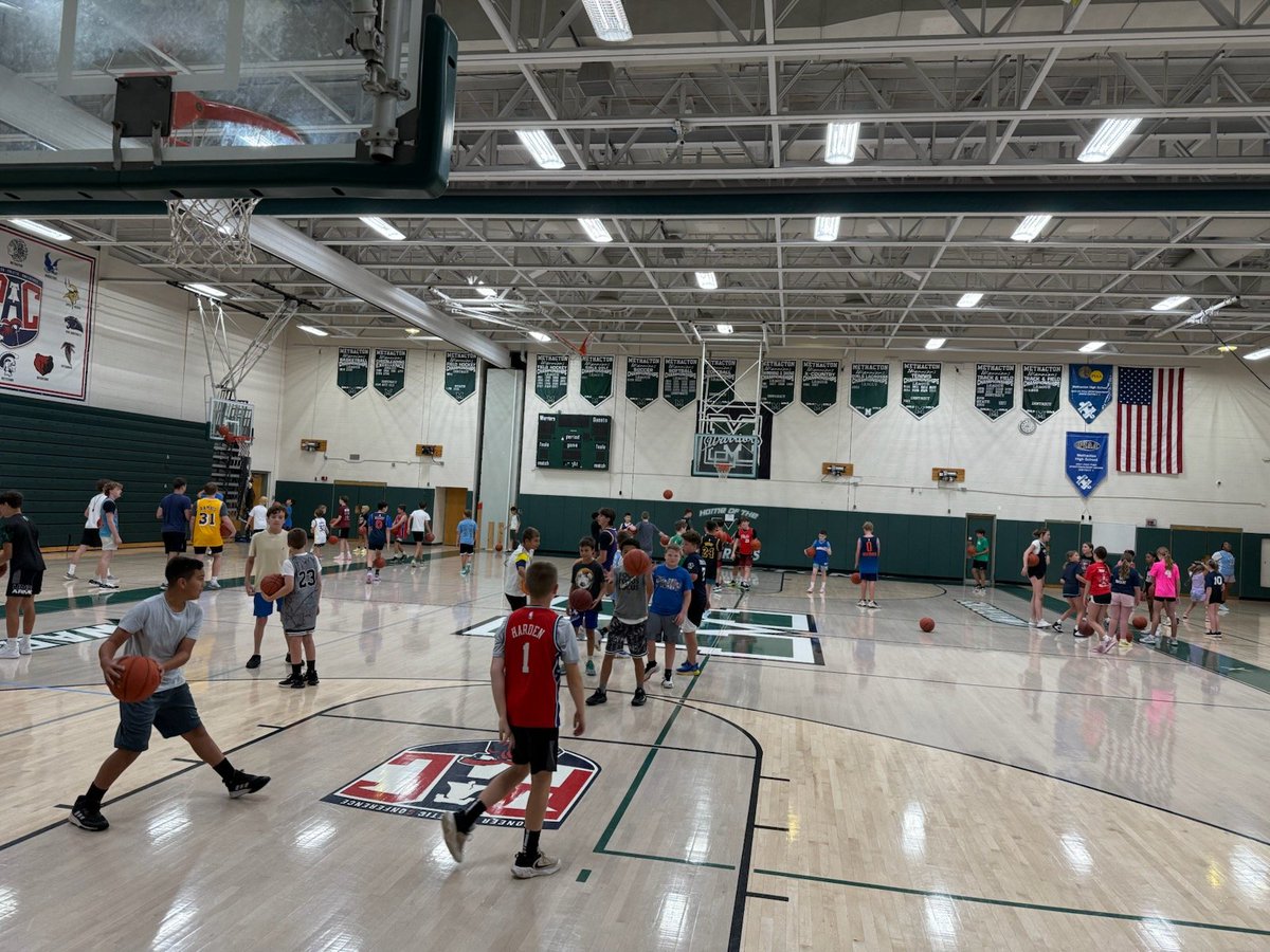 Campers are working hard and bringing a lot of enthusiasm at the Warriors basketball camp.