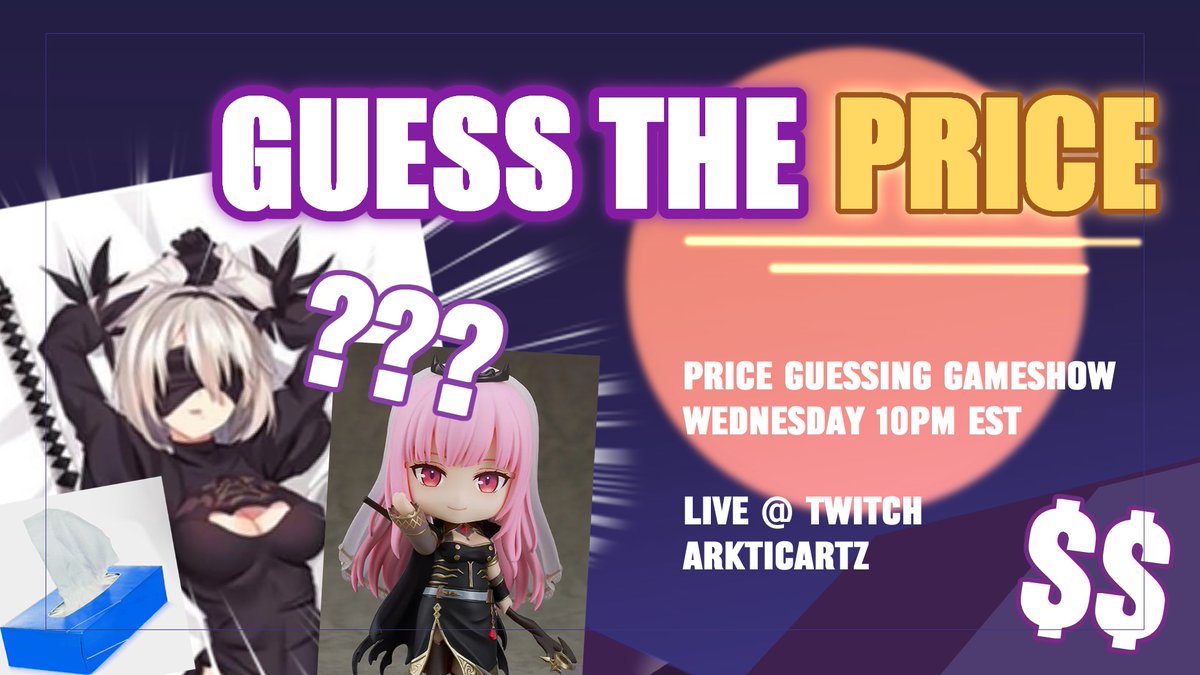 ArkticArtz's tweet image. ✨ Vtuber Gameshow ✨
Date: June 25th Wednesday 10pm EST
I made a price guessing show with everything from sus to unique and interesting items in the anime/gaming space! Come see if you can get them right too.
Featuring special guests!
@red_senshi , @cereza_vt ,@haku_jadeVT