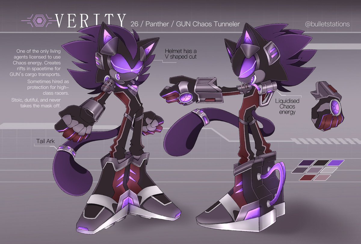 — VERITY THE PANTHER REF ⭐️ 

Since the Chaos Emeralds were vaulted, they’re now outlawed and under strict protection by GUN. Verity is one trusted by the elite to use them responsibly 🐱 

#AfterRiders #VerityThePanther #sonic