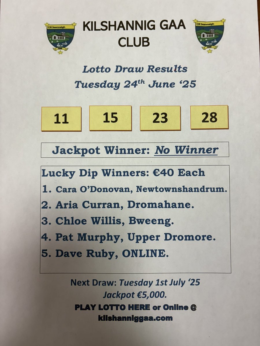 This weeks lotto results🟡🔵