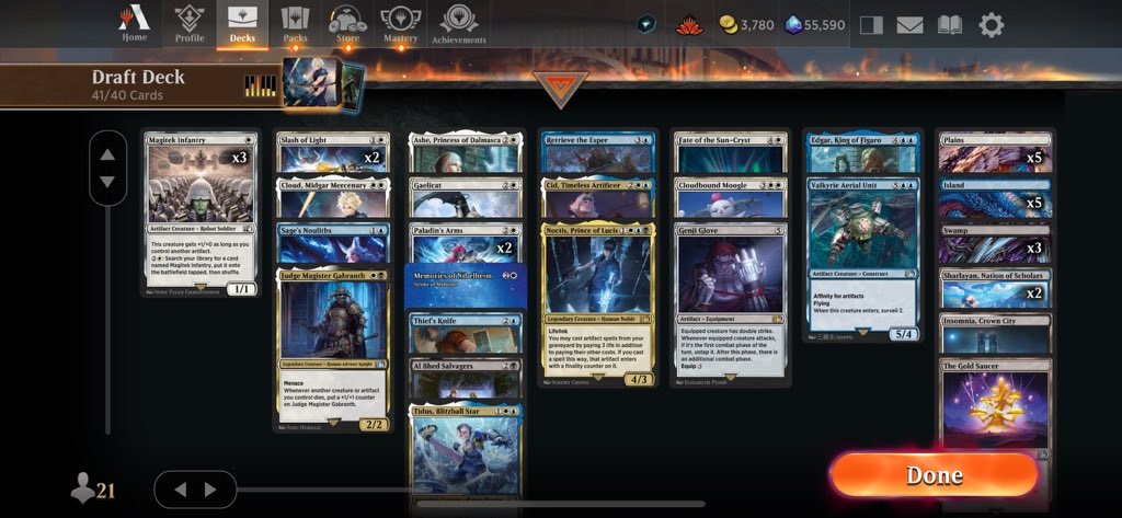 My flight home from #MCVegas draft deck on <a href="/MTG_Arena/">MTG Arena</a> 

#MTGxFINALFANTASY #MTGAmbassador