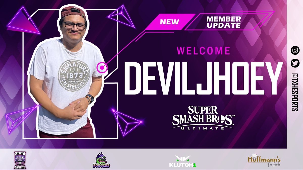 Our #SmashUltimate team continues to grow today as we are proud to welcome <a href="/Deviljhoey/">TXH | deviljhoey</a> 😈💜!!

As we continue to support our local smash competitors we cannot wait to see <a href="/Deviljhoey/">TXH | deviljhoey</a> run it up in tournaments out of region in the very near future! 

WELCOME TO THE TEAM! #TXH