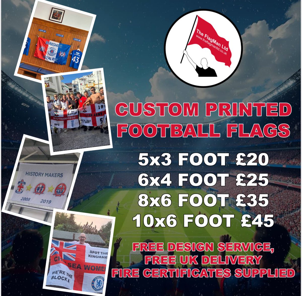 Get Ready For the Women’s Euros 2025 With Your Own Custom Made Flag

Show Your Support For England and Wales at Home or in Switzerland 

Any Design, Any Size

Info@theflagmanltd.co.uk