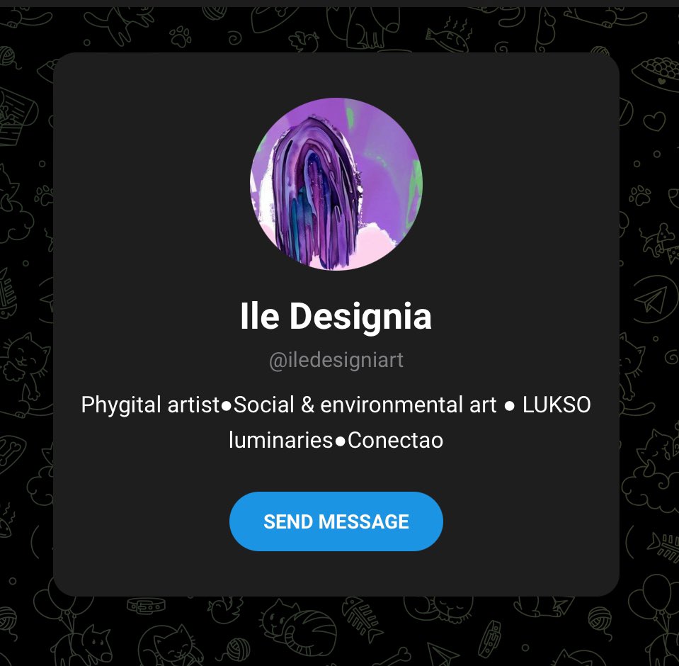 Ile Designia 🇦🇷🐳 .⌐◨-◨ NFT.NYC (@iledesignia) on Twitter photo Gi eM 
💜Este es mi nuevo telegram, por si quieren agendarlo el otro no pude recuperarlo! t.me/iledesigniart💜
(No estaré enviando dm personales sobre inversión!) 
Porfa los que me tenían agendada o en sus grupos… envíenme sus usuarios. 
Gracias 🌱❕ Gi eM 
💜Este es mi nuevo telegram, por si quieren agendarlo el otro no pude recuperarlo! t.me/iledesigniart💜
(No estaré enviando dm personales sobre inversión!) 
Porfa los que me tenían agendada o en sus grupos… envíenme sus usuarios. 
Gracias 🌱❕