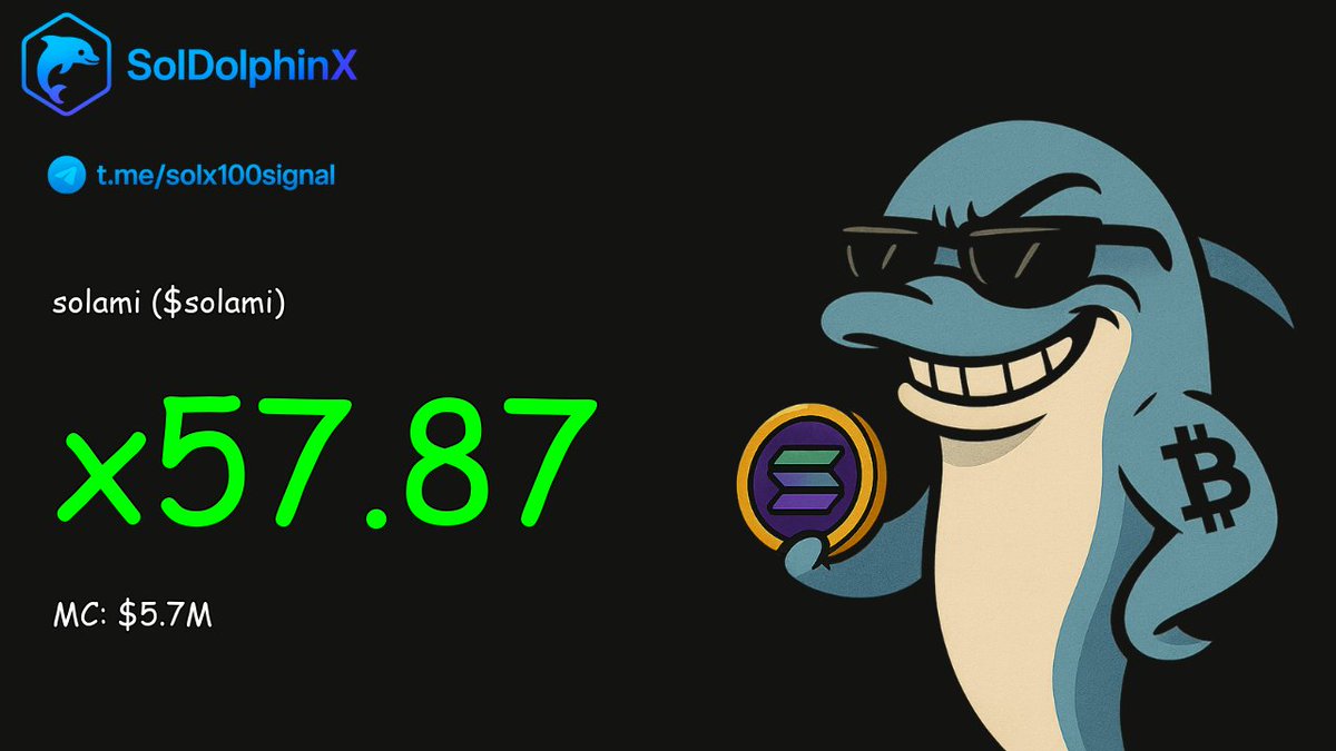 sol_dolphinX_AI's tweet photo. 🔥🔥 SUPER PUMP: $solami x57.87!

CA: 💊 5c74v6Px9RKwdGWCfqLGfEk7UZfE3Y4qJbuYrLbVG63V

💰 MC: $98k → $5.7M
📈 This is next-level degen.
Tele Group : https://t.co/wLy4tzVVBq   
Buy Now : https://t.co/1k0VNJGvIK https://t.co/DB3Uli39J6