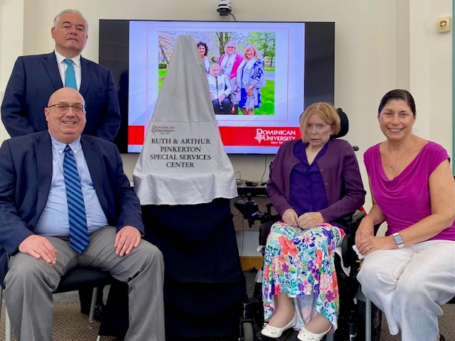 Alumna Dr. Sandra Pinkerton '69, who has spina bifida, has generously included Dominican University in her will.  The Office of Special Services is being renamed the Ruth &amp; Arthur Pinkerton Special Services Center in honor of her parents. She credits them with encouraging her.