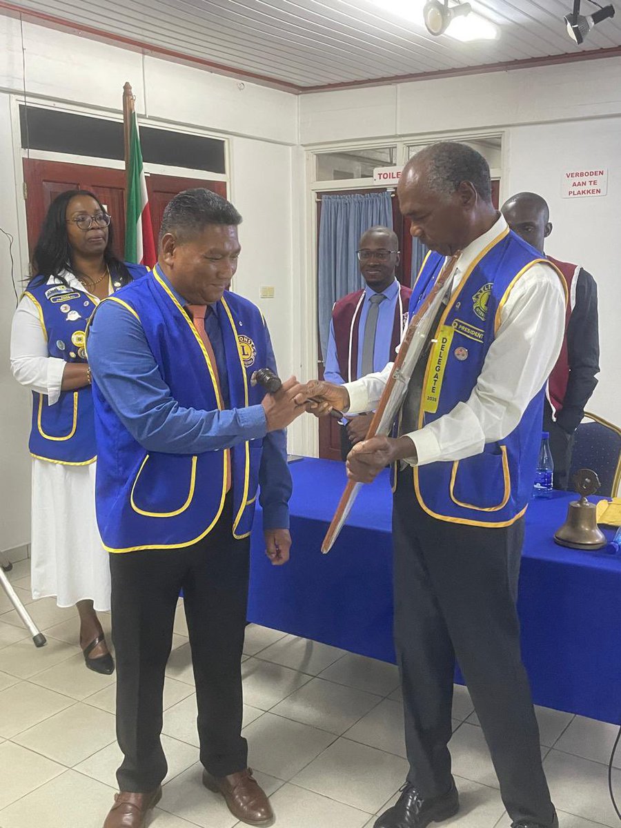 lionsclubpara's tweet photo. On 21st June 2025 Lions Club Para held its Transfer Meeting. The President Leo Club Kankantrie FY 2025-2026 will be Leo Jair Joekoe and the President Lions Club Para FY 2025-2026 will be Lion Melvin Mackintosh. 
#LionsClubPara #Celebrating65YearsofService #District60A #Suriname https://t.co/J3jf8UtVYS