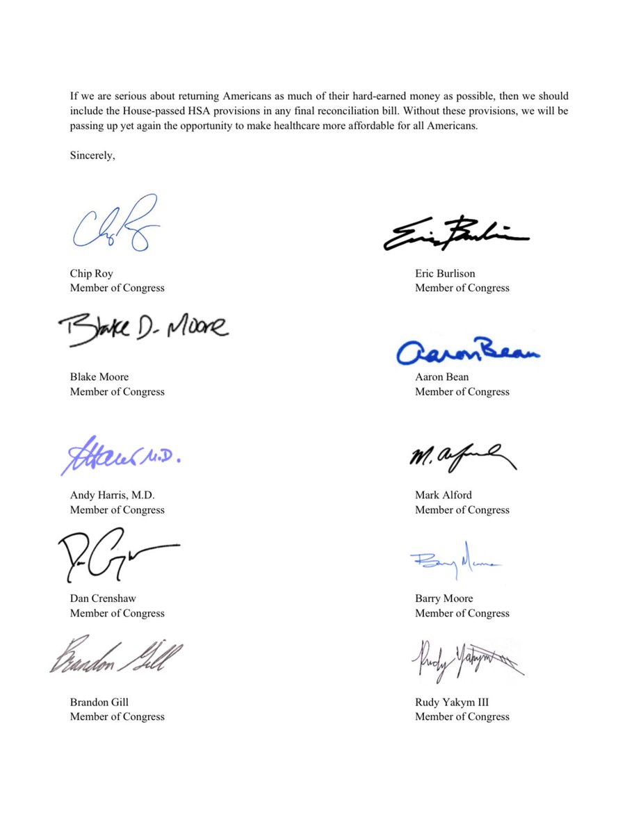 RepChipRoy's tweet photo. 🚨NEW: Rep. Roy sent a letter along with 23 other House colleagues to Speaker Johnson and Majority Leader Thune urging them to reinstate the HSA provisions from the House-passed “The One Big Beautiful Bill Act” (OBBBA) that were omitted from the Senate. https://t.co/Gvg6a10cVp