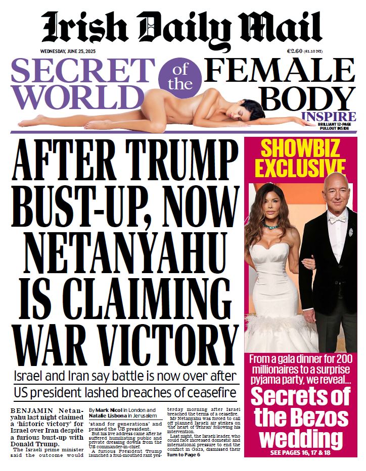 Read all this and lots more in Wednesday's unmissable Irish Daily Mail.