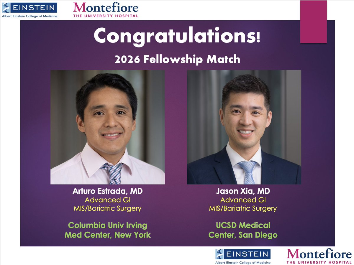 Another fantastic match announcement for our rising chief residents! Congrats Drs. Estrada and Xia, soon to be MIS surgeons!
