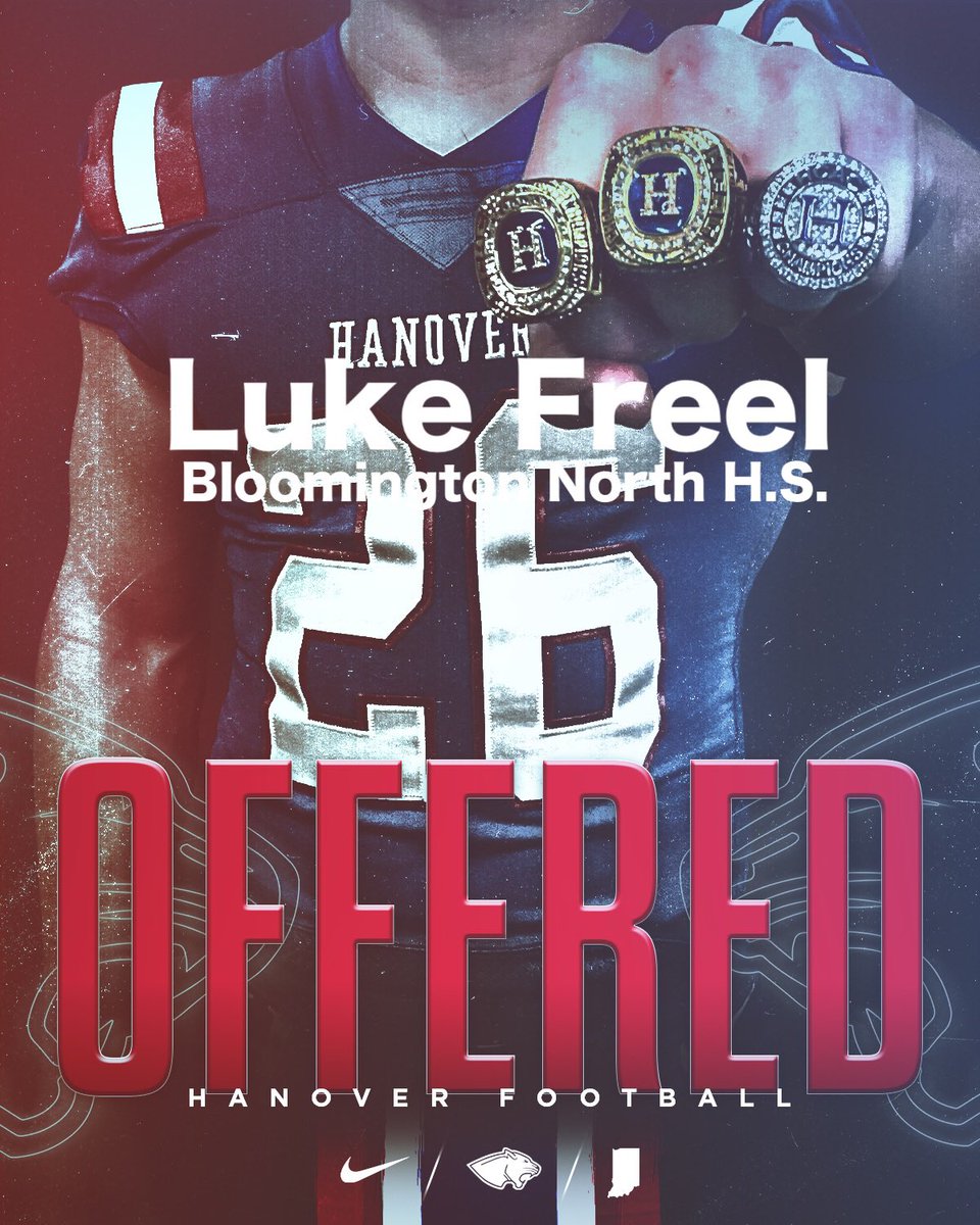 Luke Freel (@lukefreel2) on Twitter photo After a great conversation with Coach Theobald, I’m excited to announce I have received an offer from Hanover College!
<a href="/MTHEO12/">Matt Theobald</a> <a href="/DLCoach_Danford/">Andrew Danford</a> <a href="/BHSNFootball/">Bloomington North Football</a> <a href="/IndianaPreps/">Indiana Preps</a> After a great conversation with Coach Theobald, I’m excited to announce I have received an offer from Hanover College!
<a href="/MTHEO12/">Matt Theobald</a> <a href="/DLCoach_Danford/">Andrew Danford</a> <a href="/BHSNFootball/">Bloomington North Football</a> <a href="/IndianaPreps/">Indiana Preps</a>