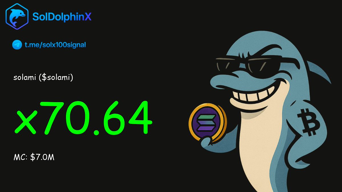 sol_dolphinX_AI's tweet photo. 🔥🔥 SUPER PUMP: $solami x70.64!

CA: 💊 5c74v6Px9RKwdGWCfqLGfEk7UZfE3Y4qJbuYrLbVG63V

💰 MC: $98k → $7M
📈 This is next-level degen.
Tele Group : https://t.co/wLy4tzVVBq   
Buy Now : https://t.co/1k0VNJGvIK https://t.co/ukEaU2mzHA