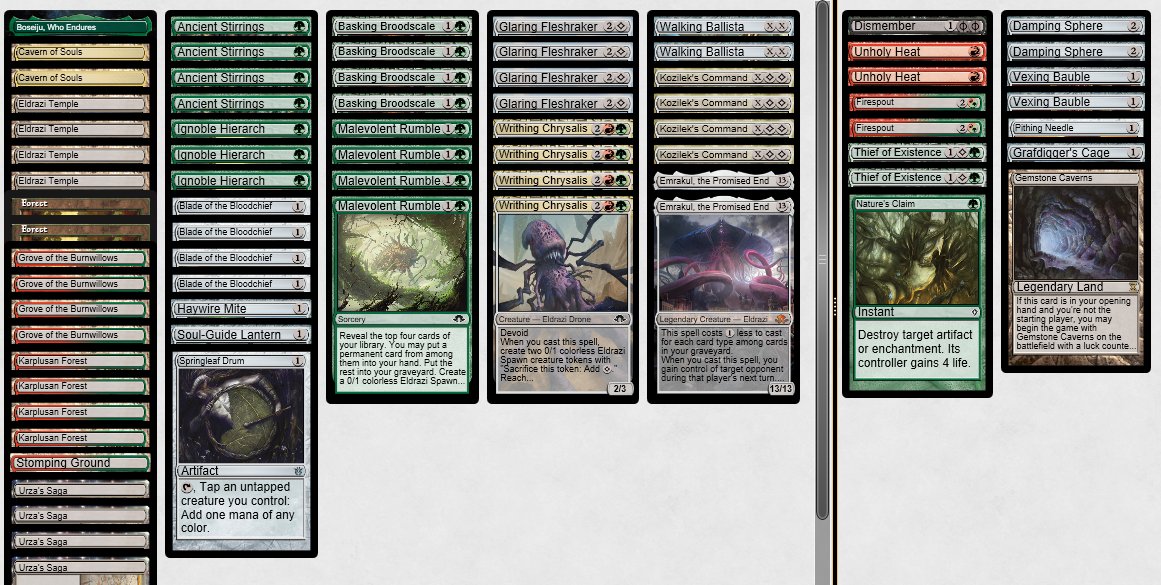9-1 day. Very impressed with the deck. Going to keep working on it and release a guide next week. Only issue I have is the mana base. Chrysalis can be hard to cast so I'm going to play the following list in Thursday's Challenge and hope I don't get Darted too much.