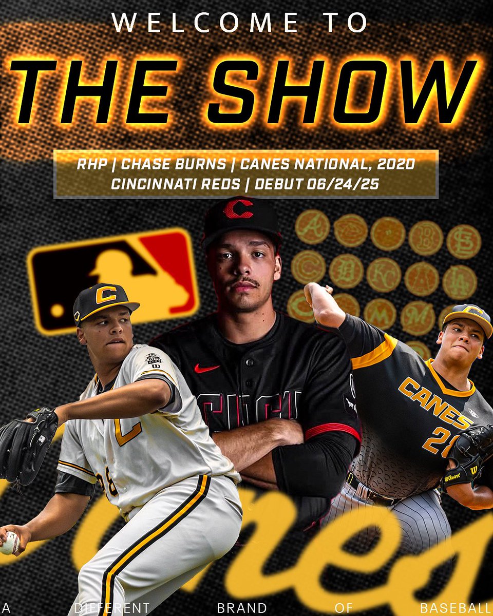 Chase Burns will be on the bump tonight for the Reds! Burns is the 62nd Canes Alum to reach The MLB. 

#canesfam #thecanes #DifferentBrandOfBaseball