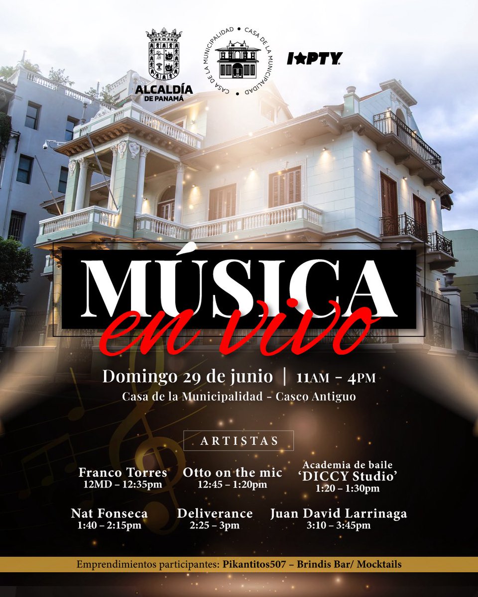 Este Domingo 29 de Junio, en la casa de la Municipalidad disfruta de música en vivo y Casco Peatonal. ¡No te lo pierdas !✨😎