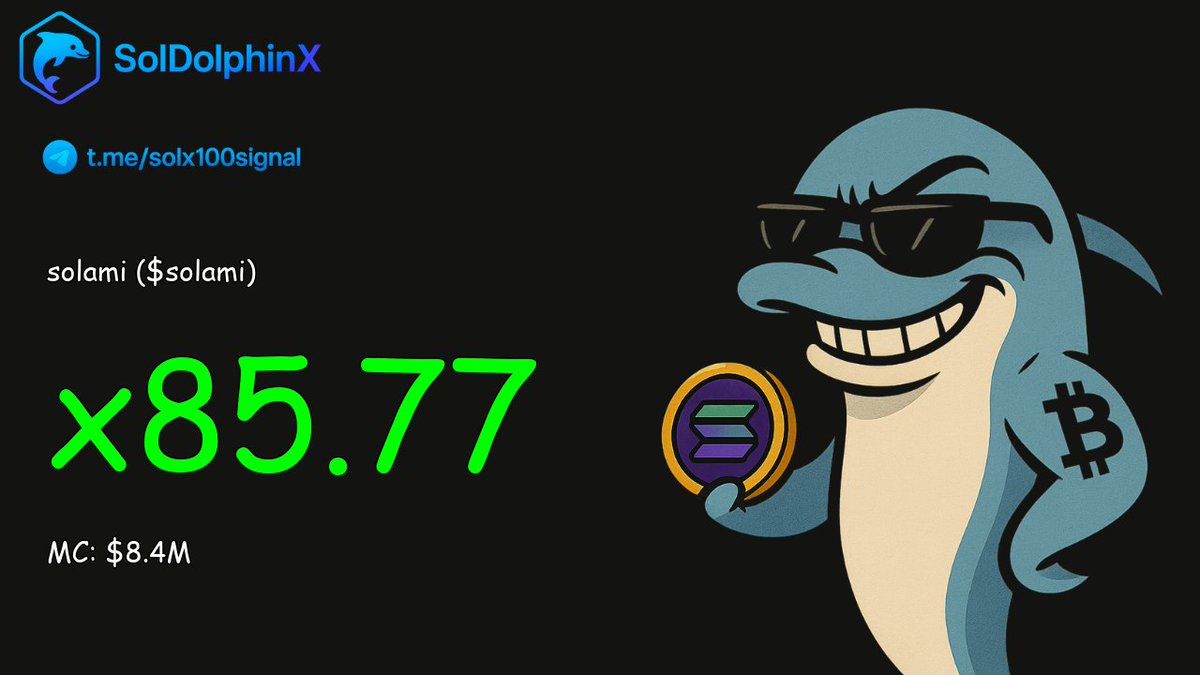 sol_dolphinX_AI's tweet photo. 🔥🔥 SUPER PUMP: $solami x85.77!

CA: 💊 5c74v6Px9RKwdGWCfqLGfEk7UZfE3Y4qJbuYrLbVG63V

💰 MC: $98k → $8.4M
📈 This is next-level degen.
Tele Group : https://t.co/wLy4tzVVBq   
Buy Now : https://t.co/1k0VNJGvIK https://t.co/jL5bPDG8Ro