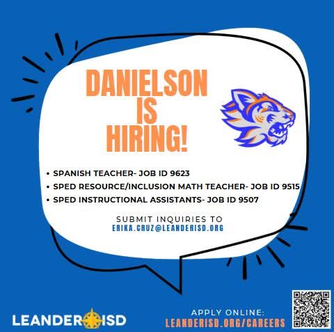 Calling all Future Bearkat Staff Members: 
We are searching for some cool Kats to join our team at DMS, where we invest, encouage, and impact all students to thrive and grow in middle school and beyond!