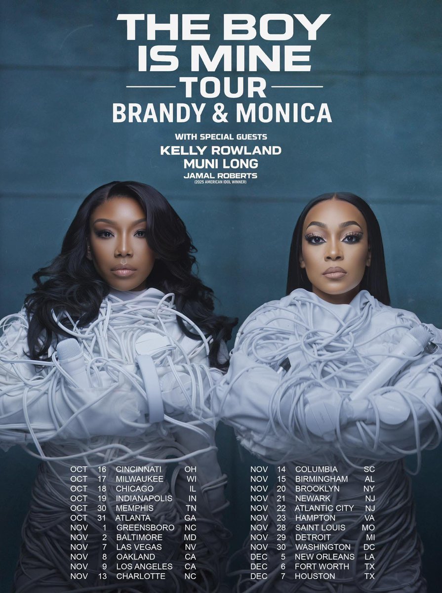 ATLnewswire's tweet photo. Brandy and Monica announced their "The Boy Is Mine" tour, with the two R&amp;B powerhouses coming together for a tour named after their 1998 collaborative hit.

#Brandy #JamalRoberts #KellyRowland #Monica #MuniLong #TheBoyIsMineTour

https://t.co/JV13wTRREq https://t.co/WXhv203qk6