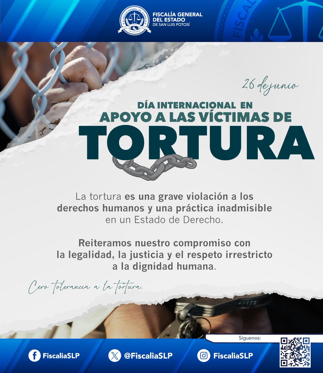 🕊️ 26 de junio | Dignidad, justicia y no repetición.
La tortura es un crimen. Escuchar, reconocer y actuar es nuestra responsabilidad.
📢 Hoy, nos solidarizamos con quienes han sido víctimas.
