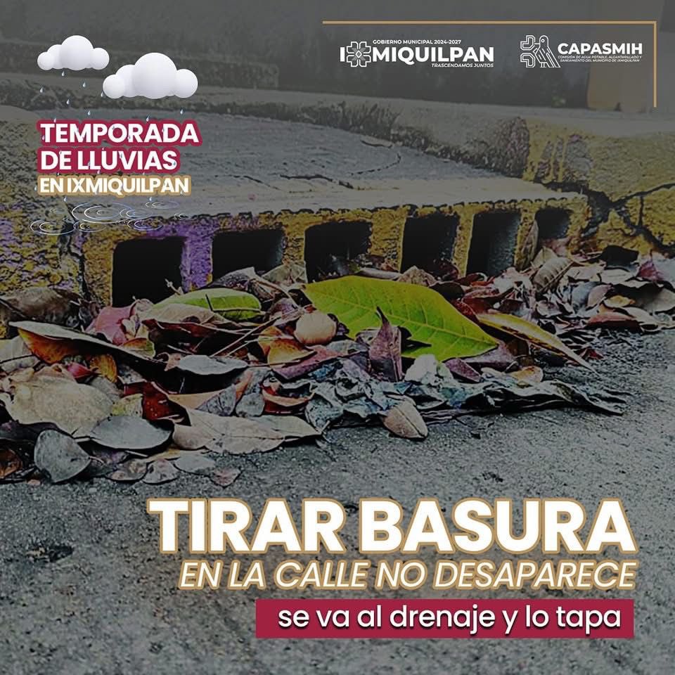 🧺 Nada desaparece…
🗑️ No tires basura.
Pequeñas acciones evitan grandes problemas.

#TrascendamosJuntos 
#Ixmiquilpan