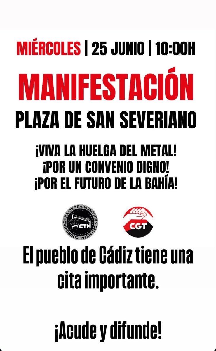 OJAntifa's tweet image. El pueblo gaditano tiene una cita importante este Miercoles a las 10:00h
¡Viva la huelga del metal! ✊🏽🟢⚪🟢