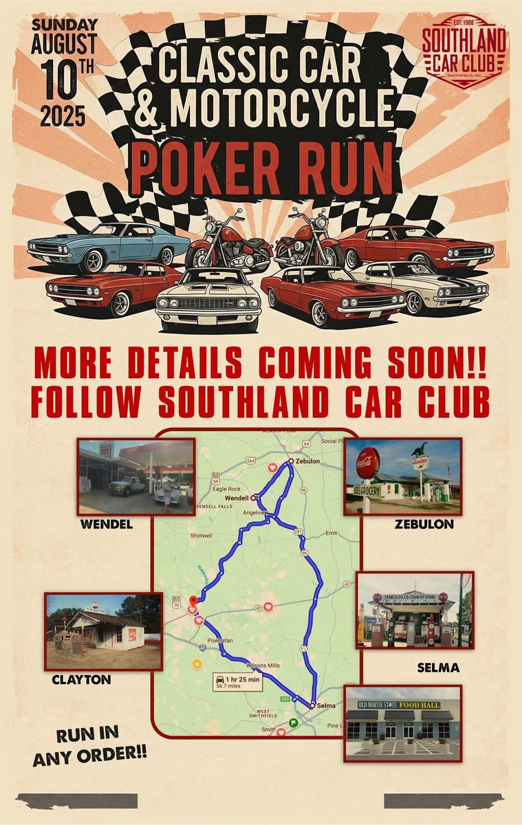 This would be my 1st poker run. Hopefully by then the foundation'll be poured and framing started on the Selma, NC <a href="/Wawa/">Wawa</a> that'll be near the Old North State Food Hall. By then there might even be <a href="/alpitronic/">Alpitronic</a> gear on site for what'll hopefully be <a href="/ionnaofficial/">IONNA</a> EV charging spots.