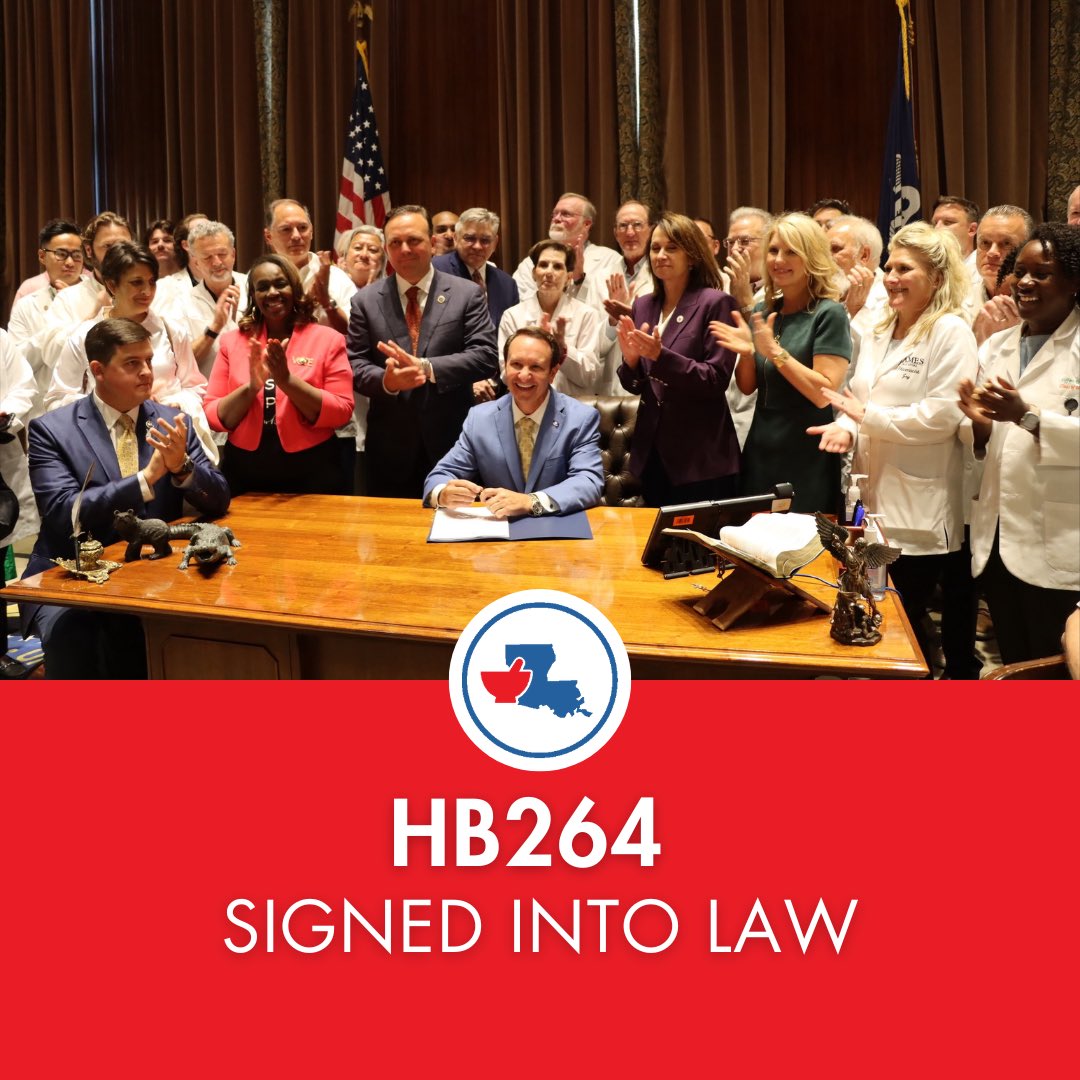 LIPAPharmacy's tweet photo. 🎉 VICTORY! Gov. Jeff Landry has signed HB264 into law—a major win for pharmacy fairness in Louisiana! HB264 brings PBM transparency, fairer reimbursements & stronger oversight.
A win for patients!
🔗 https://t.co/Okv5BbtNjC
#HB264 #RxReformNowLA #PBMReform #LAleg https://t.co/d7a2ORJmwd