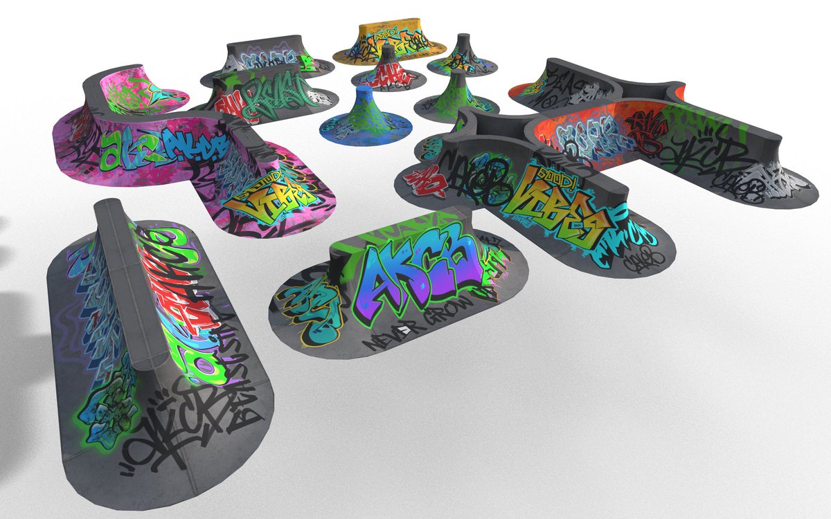 A sneak peak at the detail that went into our skatepark in our upcoming game. 🛹