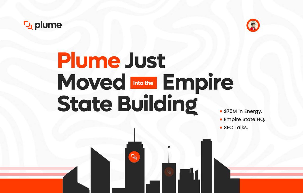 P R U D E N T 📊 🔺( ♟,♟) (@prudentsammy) on Twitter photo This is not branding, it’s positioning!
<a href="/plumenetwork/">Plume - RWAfi Chain</a> just opened its HQ in the Empire State Building.
Right after launching mainnet, they’ve planted themselves in the heart of U.S. finance, where policy is shaped and institutions make decisions.
This is not some side bet on This is not branding, it’s positioning!
<a href="/plumenetwork/">Plume - RWAfi Chain</a> just opened its HQ in the Empire State Building.
Right after launching mainnet, they’ve planted themselves in the heart of U.S. finance, where policy is shaped and institutions make decisions.
This is not some side bet on