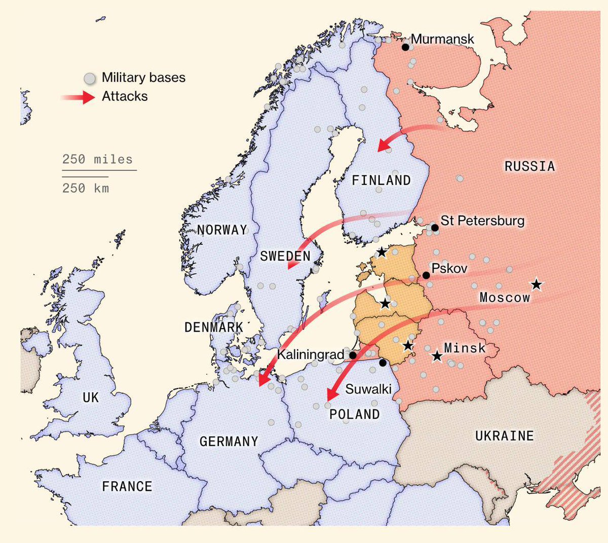 Prowokacje z pociągami, wojska „w obronie Rosjan”, a potem pełna blokada Bałtyku: co może być iskrą wojny Rosji z NATO, której początek prognozuje się w ciągu najbliższych 5 lat -  Bloomberg.

Produkcja rosyjskich pocisków artyleryjskich, dronów i rakiet znacznie przekracza