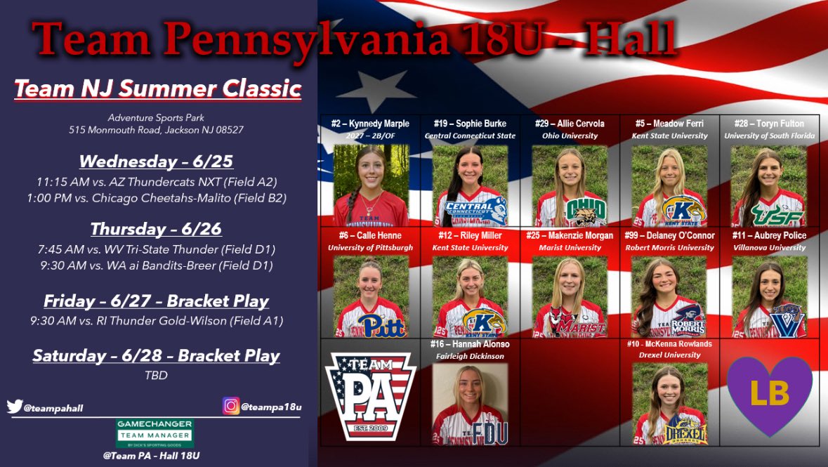 Kynnedy Marple (@kmarple10) on Twitter photo Back at it again this week in New Jersey for the Team NJ Summer Classic‼️<a href="/teampahall/">Team PA Hall 18U & Team PA Hall 2026</a> <a href="/CoachDot_LU/">Dot Richardson</a> <a href="/Coach_Jo4444/">Joanna Hardin</a> <a href="/Coach_LaPorte/">Loren LaPorte</a> <a href="/sbcamps/">Pete D’Amour_SBCamps</a> Back at it again this week in New Jersey for the Team NJ Summer Classic‼️<a href="/teampahall/">Team PA Hall 18U & Team PA Hall 2026</a> <a href="/CoachDot_LU/">Dot Richardson</a> <a href="/Coach_Jo4444/">Joanna Hardin</a> <a href="/Coach_LaPorte/">Loren LaPorte</a> <a href="/sbcamps/">Pete D’Amour_SBCamps</a>