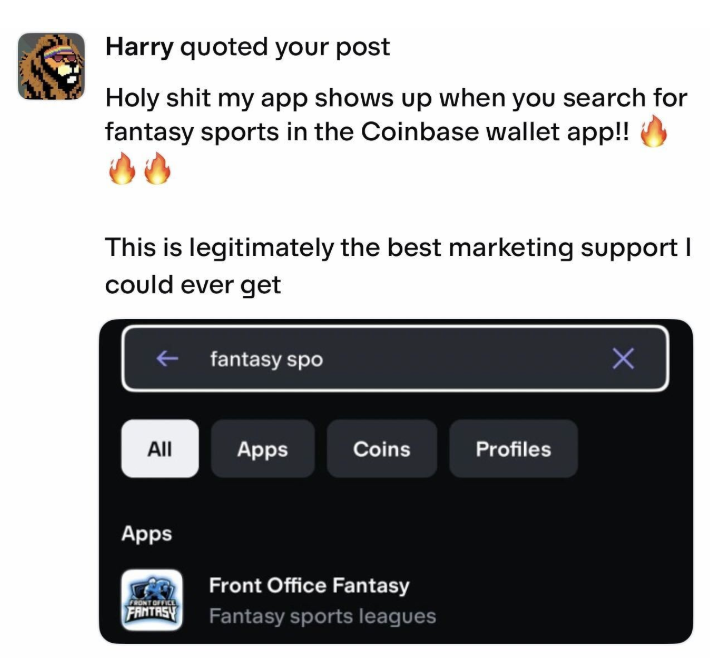 aneri.base.eth (@0xaneri) on Twitter photo the new <a href="/CoinbaseWallet/">Coinbase Wallet</a> is built to give creators and builders distribution
when you hear "this is legitimately the best marketing support I could ever get" you know you're onto something.
nothing makes us happier. the new <a href="/CoinbaseWallet/">Coinbase Wallet</a> is built to give creators and builders distribution
when you hear "this is legitimately the best marketing support I could ever get" you know you're onto something.
nothing makes us happier.