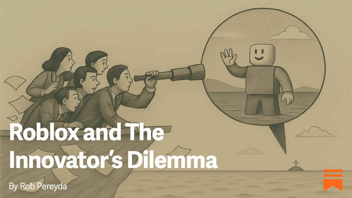 rpereyda's tweet photo. After a short hiatus, my Substack is back with a new post! Today I write about Roblox and its ascent upmarket.

In the article, I apply the framework of The Innovator’s Dilemma (one of my favorite books), and we can see what’s happening next. https://t.co/Gb010q8r8V