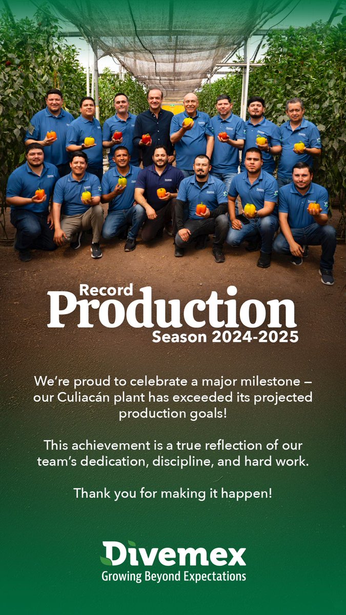 DivemexBells's tweet photo. Record Production | Season 2024-2025! 🫑

Full article ⤵️
https://t.co/bGxLc7g1KA

#bellpeppers #organic #greenhouse #veggies #agriculture #DivemexBells https://t.co/1ZTH101t2X