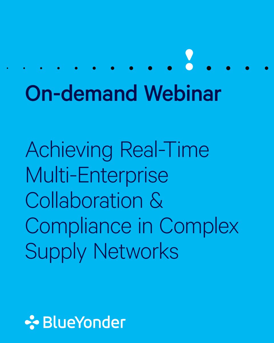 🔁 Transform your supply chain into a resilient network. Hear from Blue Yonder VP Shirell James on AI-driven strategies for real-time collaboration and compliance.
🎥 Watch on demand. okt.to/gtnuNe
#SupplyChain #AI #Webinar