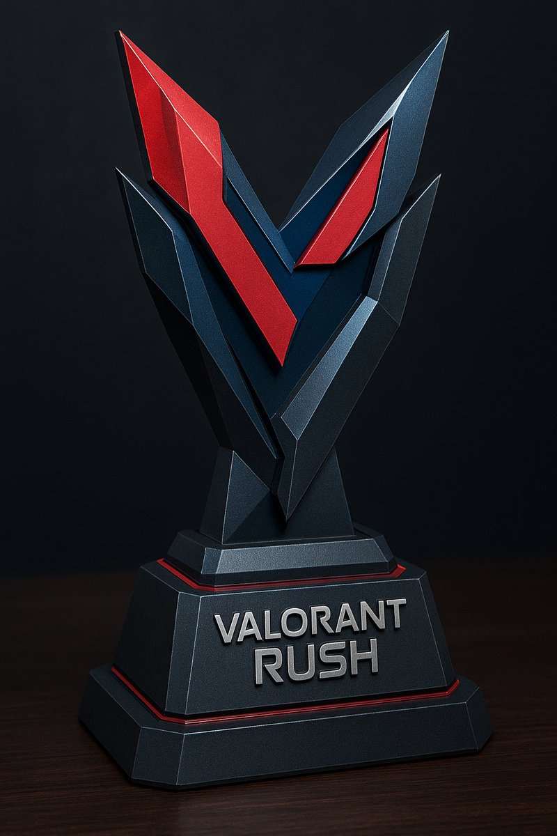 ValorantRushfr's tweet photo. On a demandé à ChatGPT de nous créer un trophée 🏆 
Qui gagnera le Split 1 de Valorant Rush ? 👀

#VALORUSH https://t.co/DKClUvRipk
