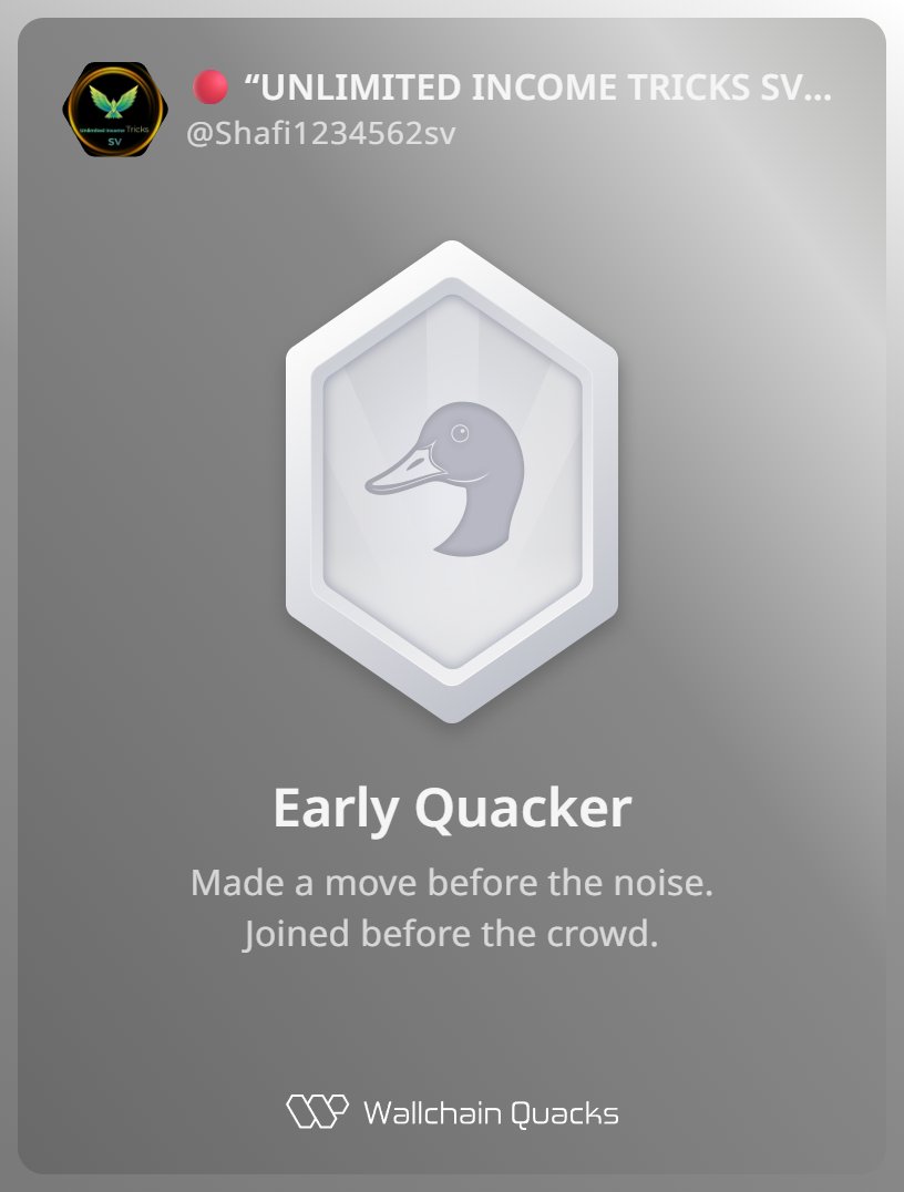 Just unlocked the Early Quacker on @wallchain_xyz 🏆

How cool is that?

Feels great to have my contributions recognized.

How’s Wallchain Quacks been treating you so far?

Not on board yet? Drop a comment for an invite 👇🦆