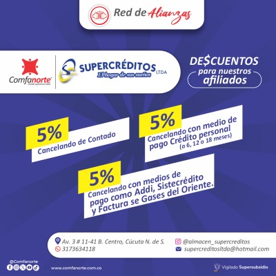 #RedAlianza 🤜🏻🤛🏻 | Por ser afiliado a Comfanorte recibe descuentos en esta importante comercializadora de electrodomésticos y productos para el hogar. 

Visítalos en la avenida 3 #11-41 B. Centro de Cúcuta o lláma al 3173634118. 

En el 2025 #UnimosCorazones ❤️