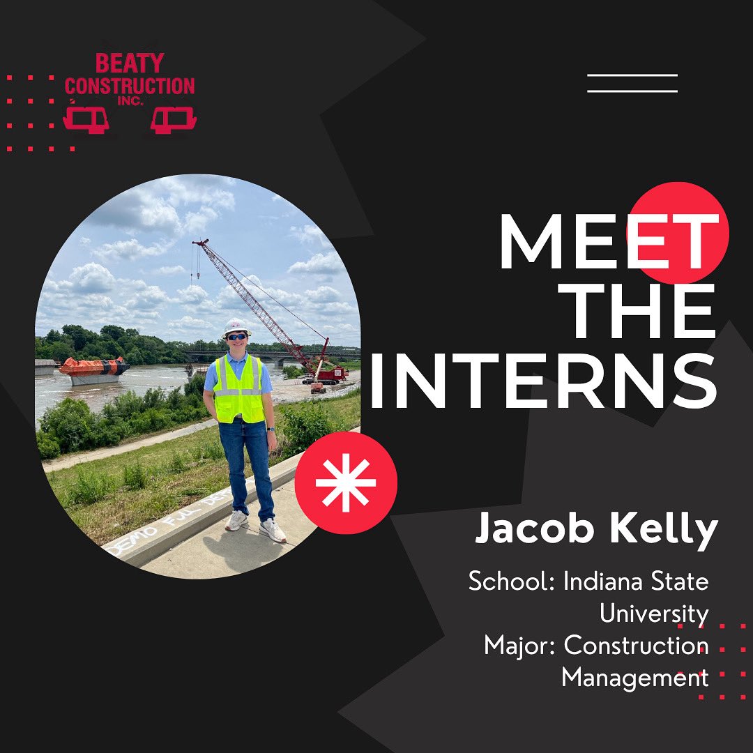 Meet Jacob Kelly, one of our summer interns! He’s a Construction Management major at Indiana State, Indy native, and fan of church, basketball, board games, movies, and his dog 🐶🏀🎬

He’s supporting the Henry St. Bridge project &amp; gaining experience for his future career!
