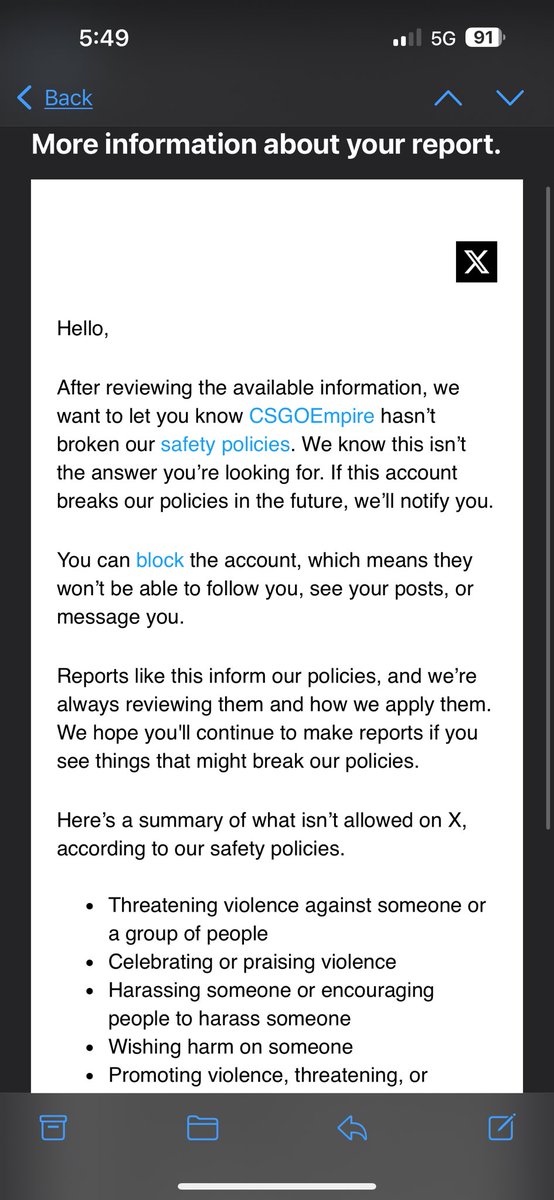 Crazy app I reported csgo empire for the hard r usage and this is what x said lol