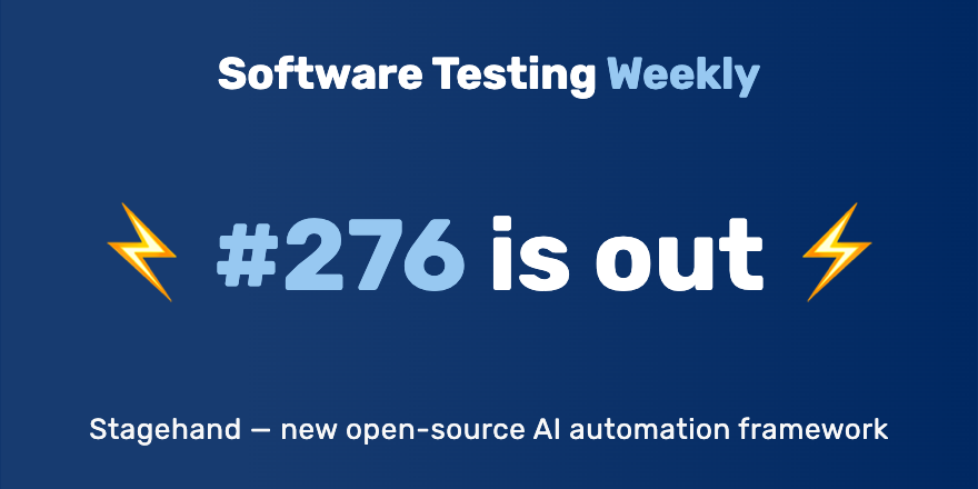 Software Testing Weekly ๐ (@qanewsletter) on Twitter photo Hey, testers! ๐
The 276th issue is out!
softwaretestingweekly.com/issues/276
Congrats <a href="/gil_zilberfeld/">Gil Zilberfeld (TestinGil)</a>, <a href="/JitGo/">Jit Gosai</a>, <a href="/Mona101ma/">Mona M.Abd El-Rahman</a>, <a href="/debs_obrien/">Debbie O'Brien</a>, <a href="/its_ShivamB/">Shivam Bharadwaj ๐ฎ๐ณ</a>, @keithklain, <a href="/alexusadays/">alexusadays</a> and more!
#SoftwareTesting #QA Hey, testers! ๐
The 276th issue is out!
softwaretestingweekly.com/issues/276
Congrats <a href="/gil_zilberfeld/">Gil Zilberfeld (TestinGil)</a>, <a href="/JitGo/">Jit Gosai</a>, <a href="/Mona101ma/">Mona M.Abd El-Rahman</a>, <a href="/debs_obrien/">Debbie O'Brien</a>, <a href="/its_ShivamB/">Shivam Bharadwaj ๐ฎ๐ณ</a>, @keithklain, <a href="/alexusadays/">alexusadays</a> and more!
#SoftwareTesting #QA