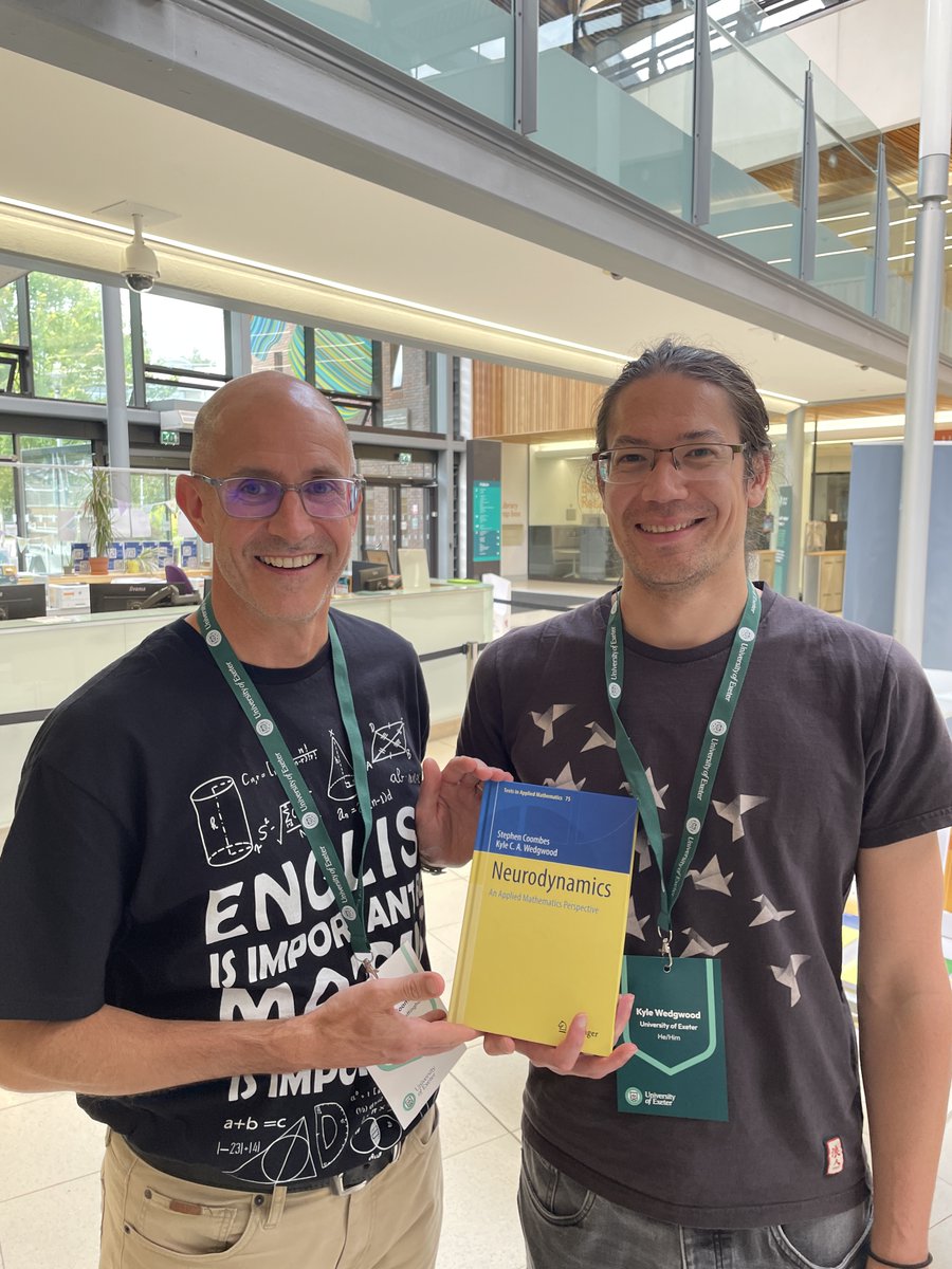 SpringerMath's tweet image. Great to meet Stephen Coombes &amp;amp; Kyle Wedgwood at this year’s #BMCBAMC2025 in Exeter!

Their new book Neurodynamics: An Applied Mathematics Perspective (Springer TAM series) is a fantastic deep dive into the math of brain dynamics.

📘🧠 Highly recommended!

#AppliedMath