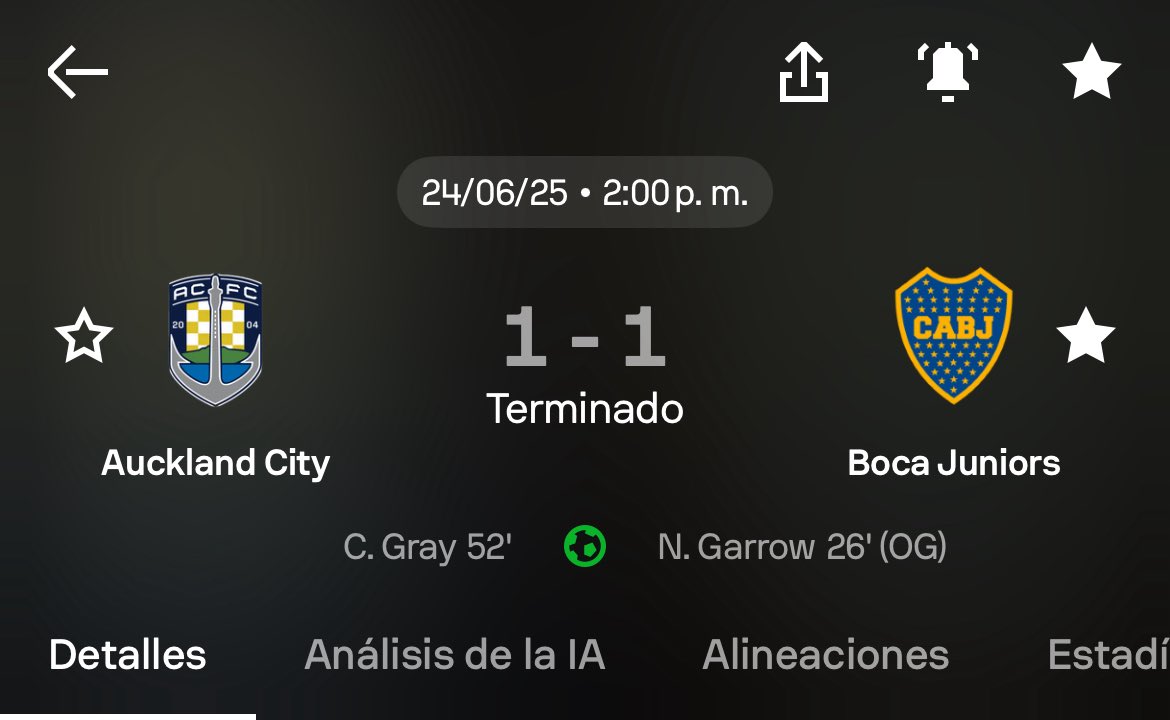 El pésimo resultado obtenido por Boca ante Auckland me indica que cualquier equipo chico le puede hacer pelea, le puede empatar e, incluso ganar. Este cuadro xeneize es un desastre. Festejen neozelandeses, siéntanse campeones. Se lo merecen.