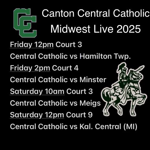 Looking forward to playing in the Midwest Live event at Cedar Point with Canton Central Catholic.  Here’s our schedule!